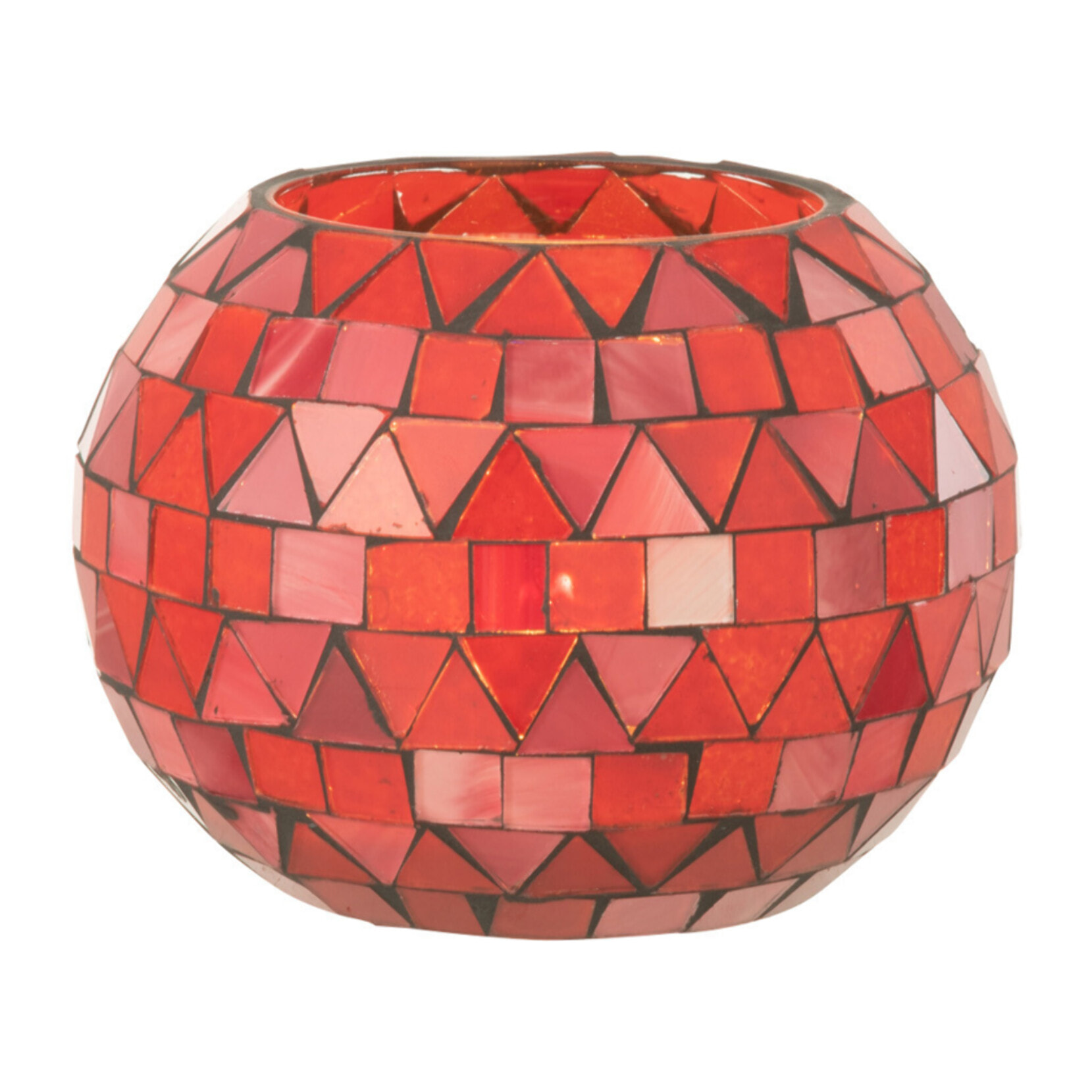 J-Line photophore Mosaic Triangle - verre - rouge/rose - small