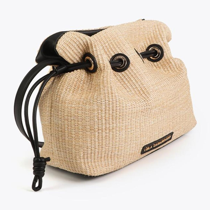 Porta caramelle con effetto rafia abbinato ad effetto pelle