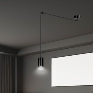 Lampada a sospensione Traker in acciaio nero opaco