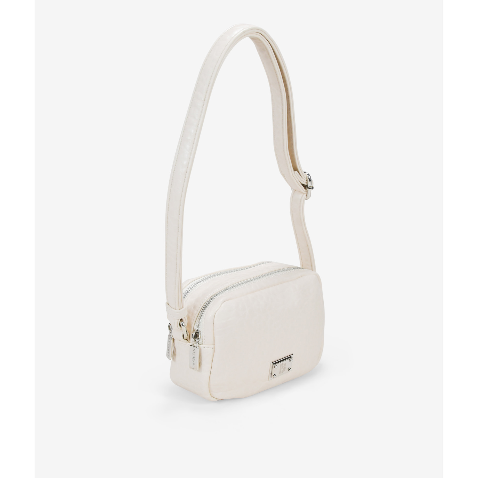Bolso bandolera blanco con doble cremallera