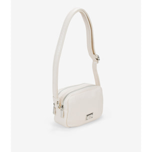 Bolso bandolera blanco con doble cremallera