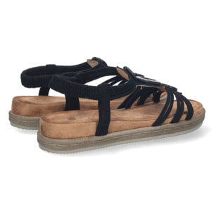 Sandalia Plana con Pala en T y Elastico