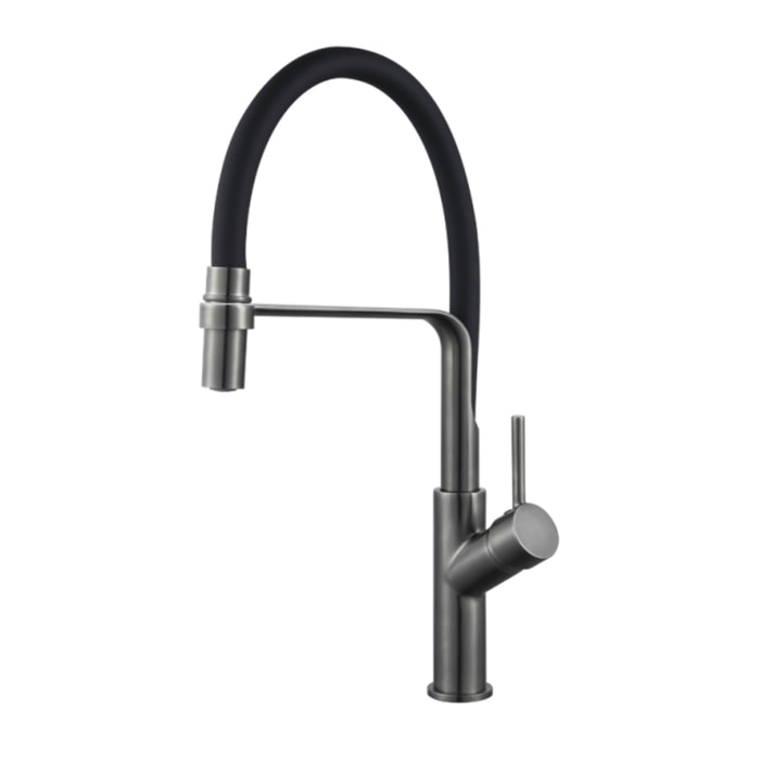 Robinet de cuisine avec douchette PAINI Ortence gun métal