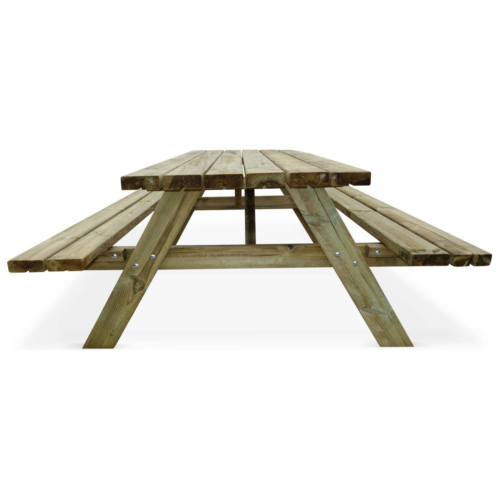 Table de pique nique bois de pin + 2 bancs rabattables en bois. 6 places - PANCHINA - Table de jardin robuste en pin sylvestre