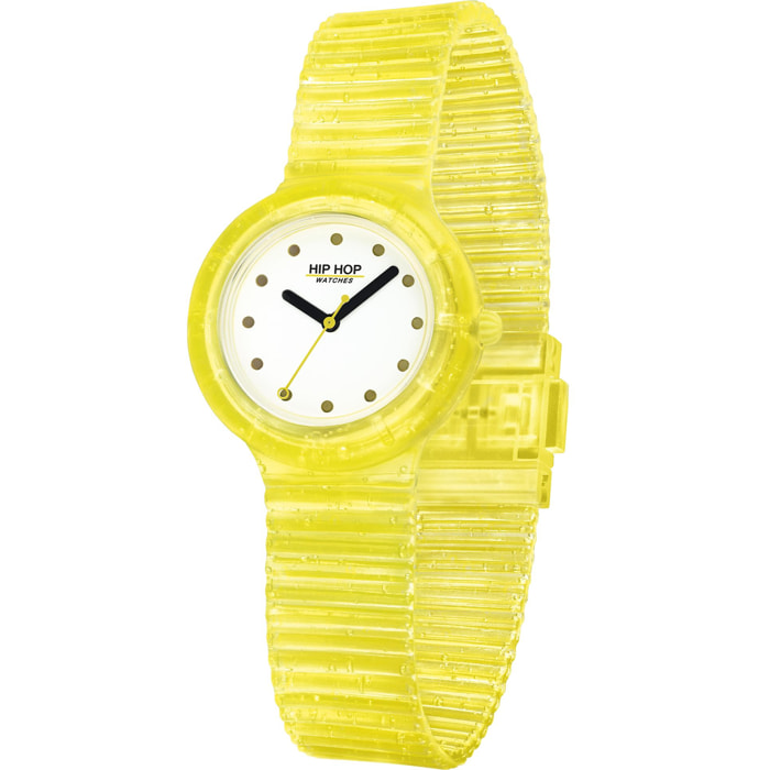 Orologio Da Polso Hip Hop Giallo-Bianco In Silicone
