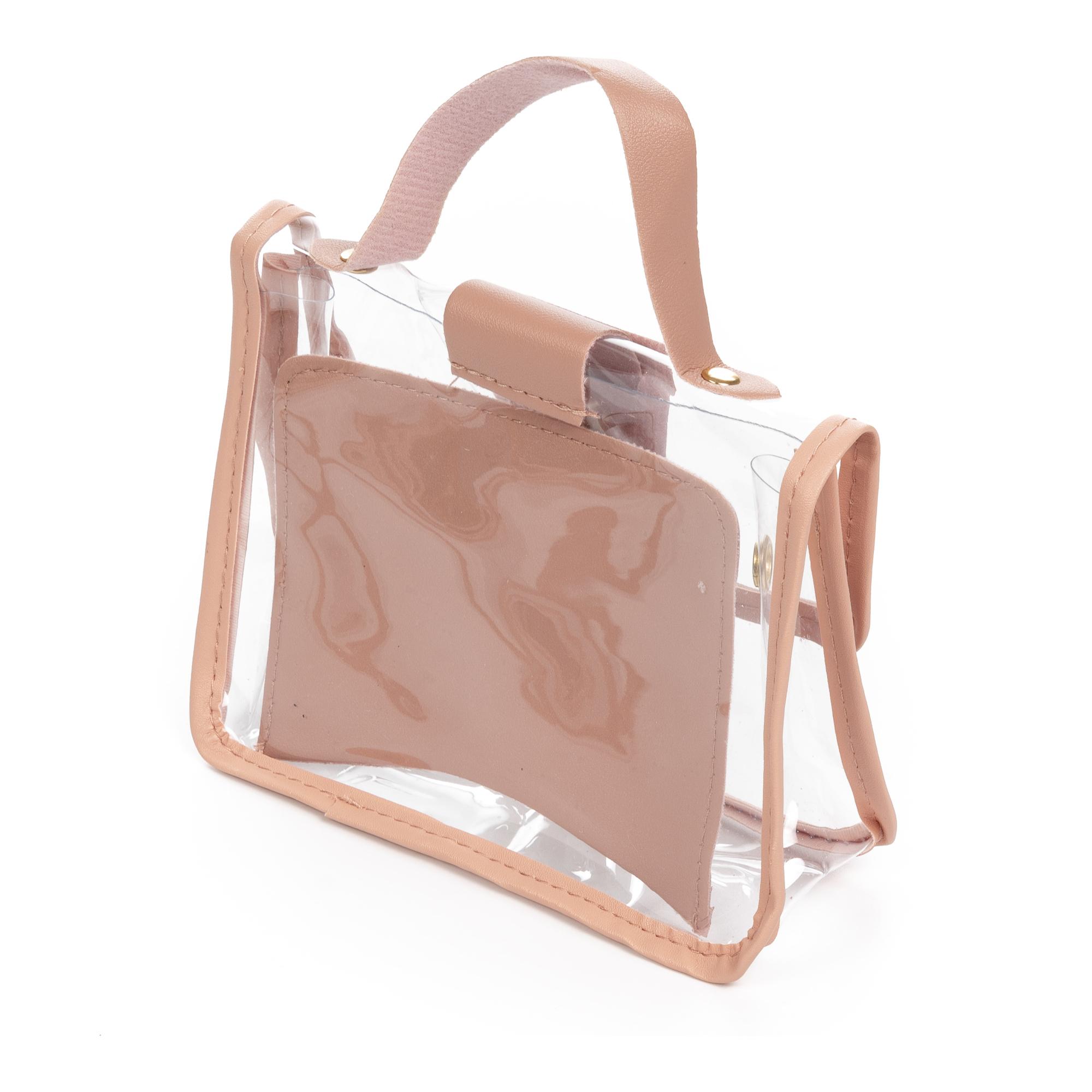 Borsa Zeccone mini tote a tracolla, realizzata in PVC trasparente e pelle sintetica.