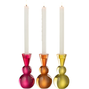 J-Line bougeoir - verre - mix - 3 pièces
