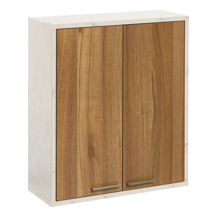 Meuble haut 2 portes Come bois et effet marbre