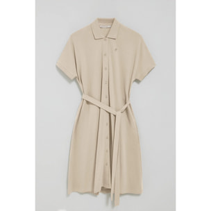 Vestido beige abotonado con bordado PC