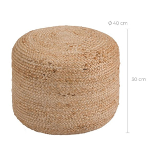 Pouf rond en jute beige D40 cm - Katy