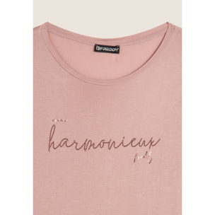 T-shirt donna in jersey viscosa scritta composta da borchie