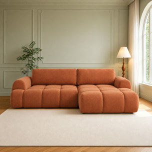 Canapé nuage convertible 4 places en tissu bouclette marron MINDEN