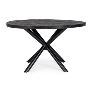 Tavolo HASTINGS rotondo Ø130 in legno di mango nero e base nera acciaio