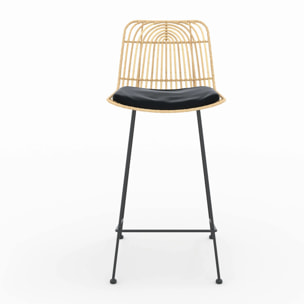 Lot de 2 chaises pour îlot central 66 cm en rotin et noir - Goa