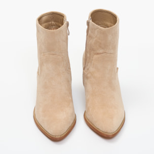 Stivaletti texani in simil pelle scamosciata con ricamo