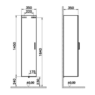 Mia armoire 145x35x35 cm pour salle de bain, porte softclose, blanc brillant (MIAV35B)