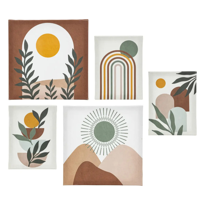Lot de 5 toiles imprimées Cynthia beige 15x20/25x25cm
