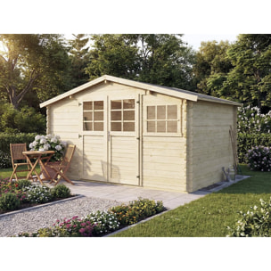 Abri de jardin en bois traité autoclave "Belmont" - 12.53 m² - 34 mm