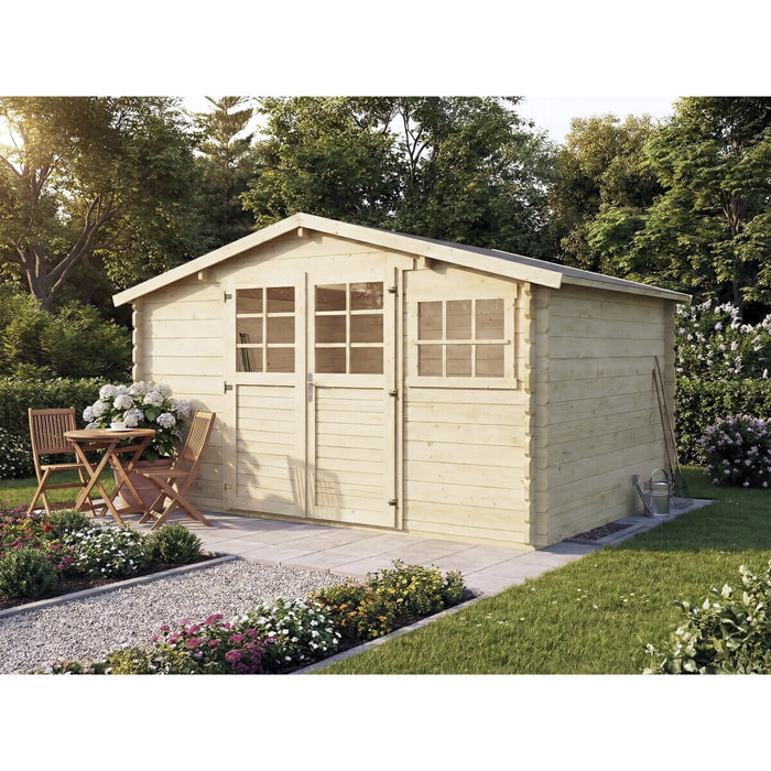Abri de jardin en bois traité autoclave "Belmont" - 12.53 m² - 34 mm