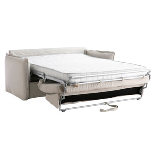 Canapé convertible déhoussable 3 places en coton beige avec matelas 13 cm ALDO