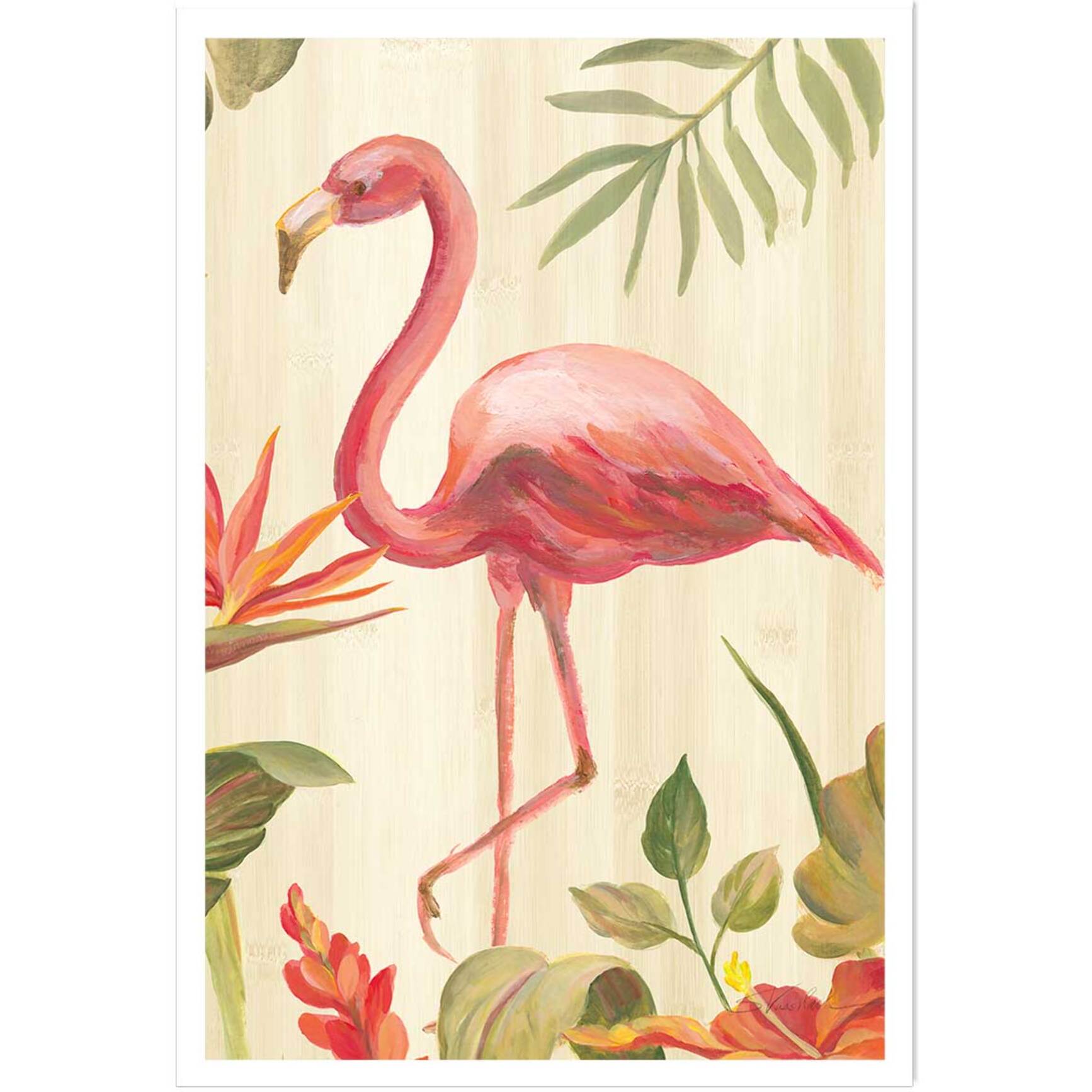 Poster Flamant rose tropical Affiche seule