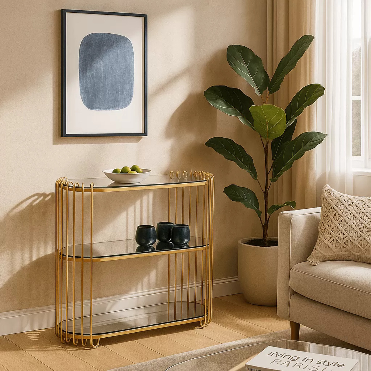 Console Wire 81x37cm laiton Kare Design