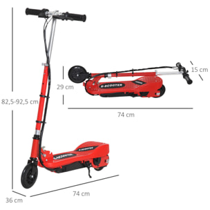 Patinete Eléctrico Plegable Acero PP 74x36x73-91cm Rojo