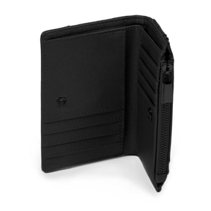 Elegante portamonete effetto pelle nera con monogramma inciso tono su tono