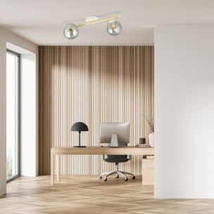 Lampada a sospensione SPLENDI con struttura oro e sfere vetro grafite