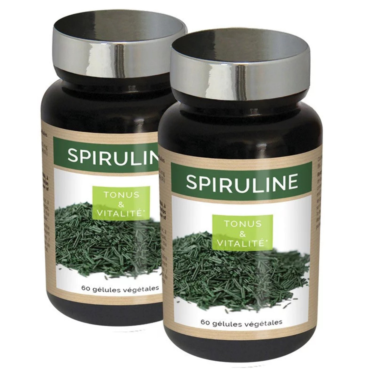 NUTRIEXPERT - Spiruline – Superaliment riche en spiruline et vitamine B6 – Complexe anti-fatigue, tonus et vitalité – Contribue à la résistance de l'organisme – Vegan – Lot de 2 produits