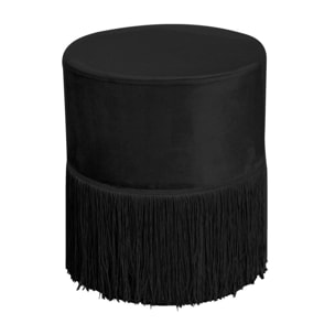 Pouf Poggiapiedi Rotondo Seduta In Velluto Velvet Malibù Nero