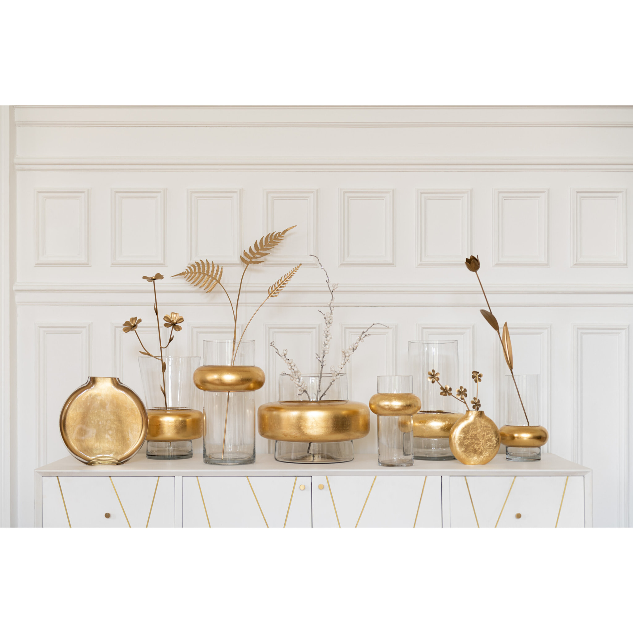 J-Line vase Miki - verre - transparent/or - small - 15.5 cm de hauteur