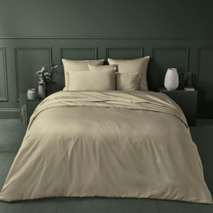 Lot de 2 taies satin de coton uni brun Ava uni camel