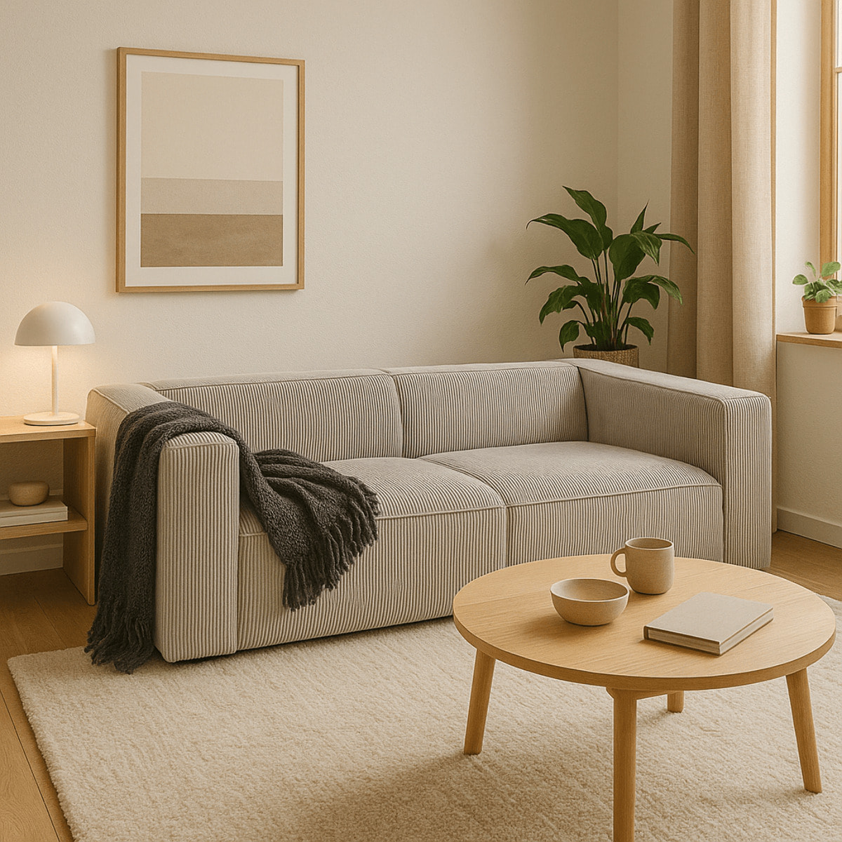 Canapé Cubetto 3 places Cord gris clair Kare Design