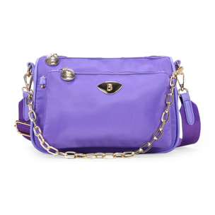 Bolso bandolera de nailon lila con cadena