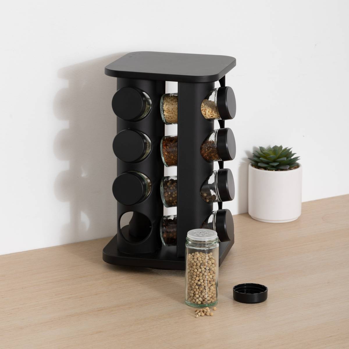 Support à épices 16 emplacements noir