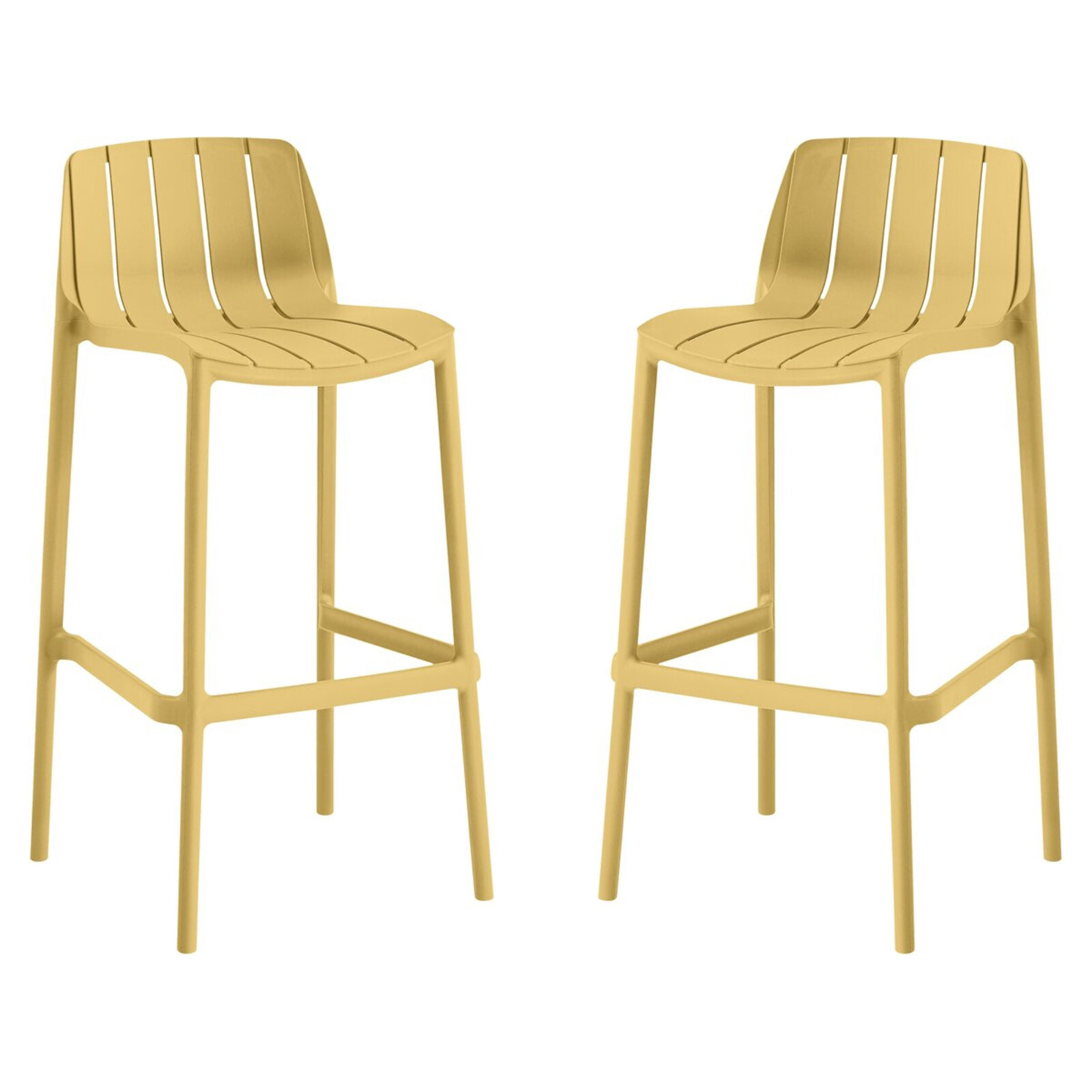 Lot de 2 chaises hautes de jardin empilable "Vaena" - Jaune