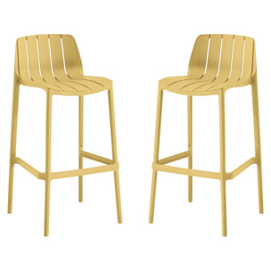 Lot de 2 chaises hautes de jardin empilable "Vaena" - Jaune