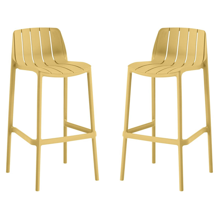 Lot de 2 chaises hautes de jardin empilable "Vaena" - Jaune