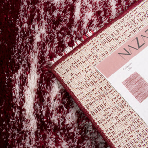 Oslo - tapis de salon abstrait design moderne à poils longs rouge