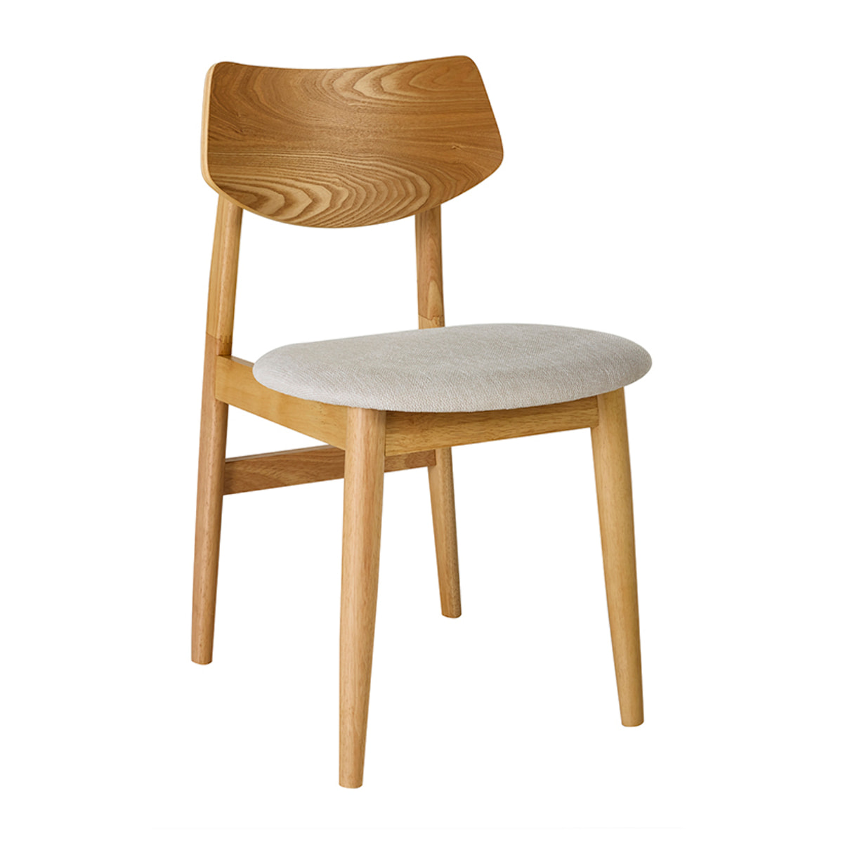 Chaises scandinaves en bois clair et tissu effet velours texturé beige (lot de 2) ELION