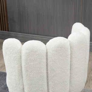 Lot de 2 tabourets de bar – Tissu bouclé – Dossier et repose-pieds