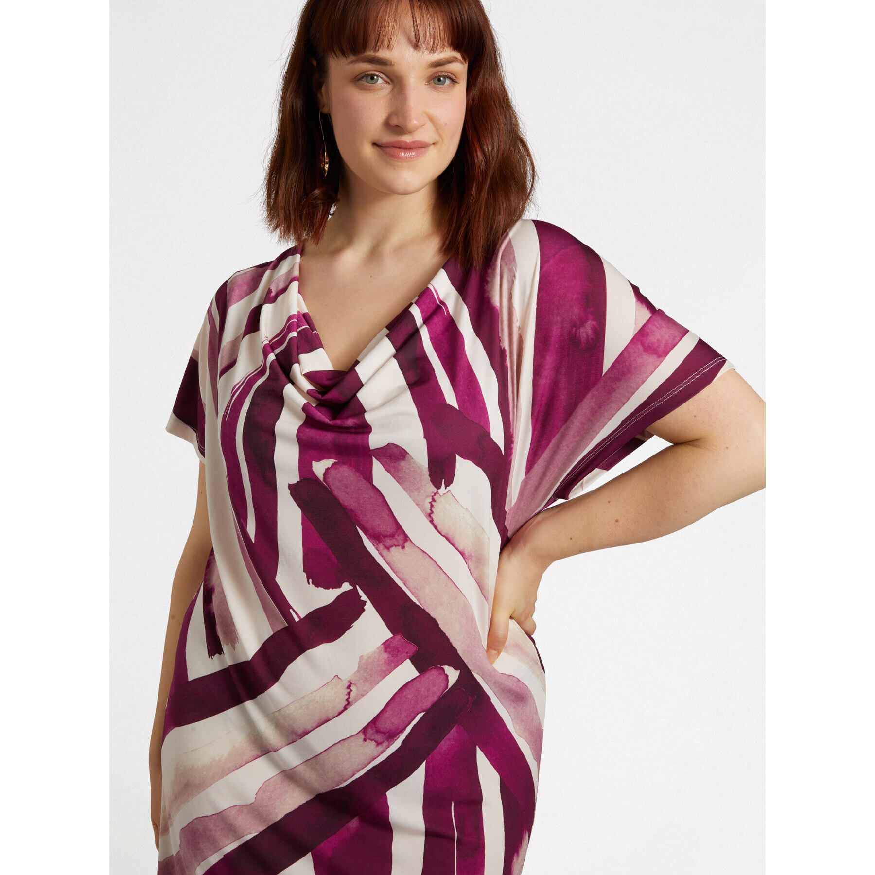Fiorella Rubino - Vestido estampado con escote suave - Burgundy