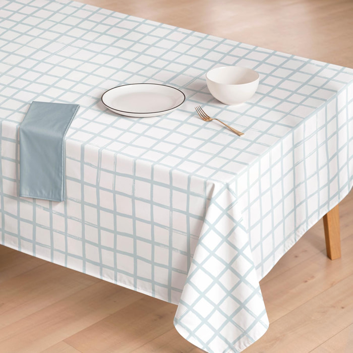 Mantel antimanchas LEONARDO AZUL - 100% algodón