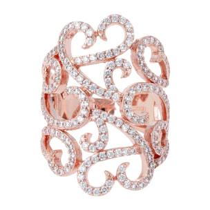 Anello Openwork in Golden Rosé con Cubic Zirconia Placcato Oro Rosa 18k