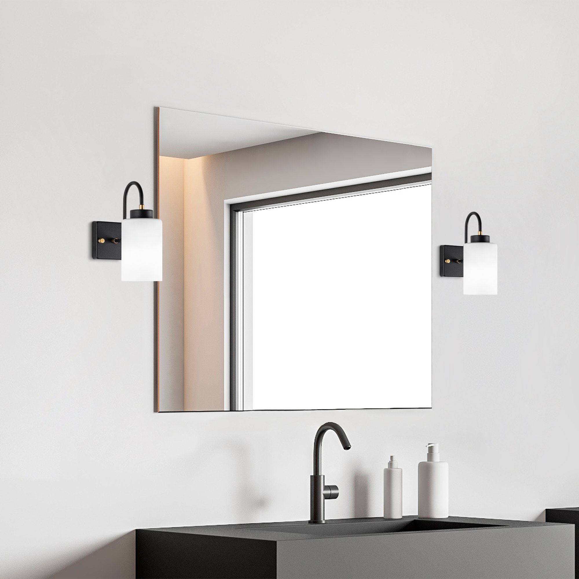 Aplique de pared, metal , negro, 10x23x24, casquillo E27 Max 40 W