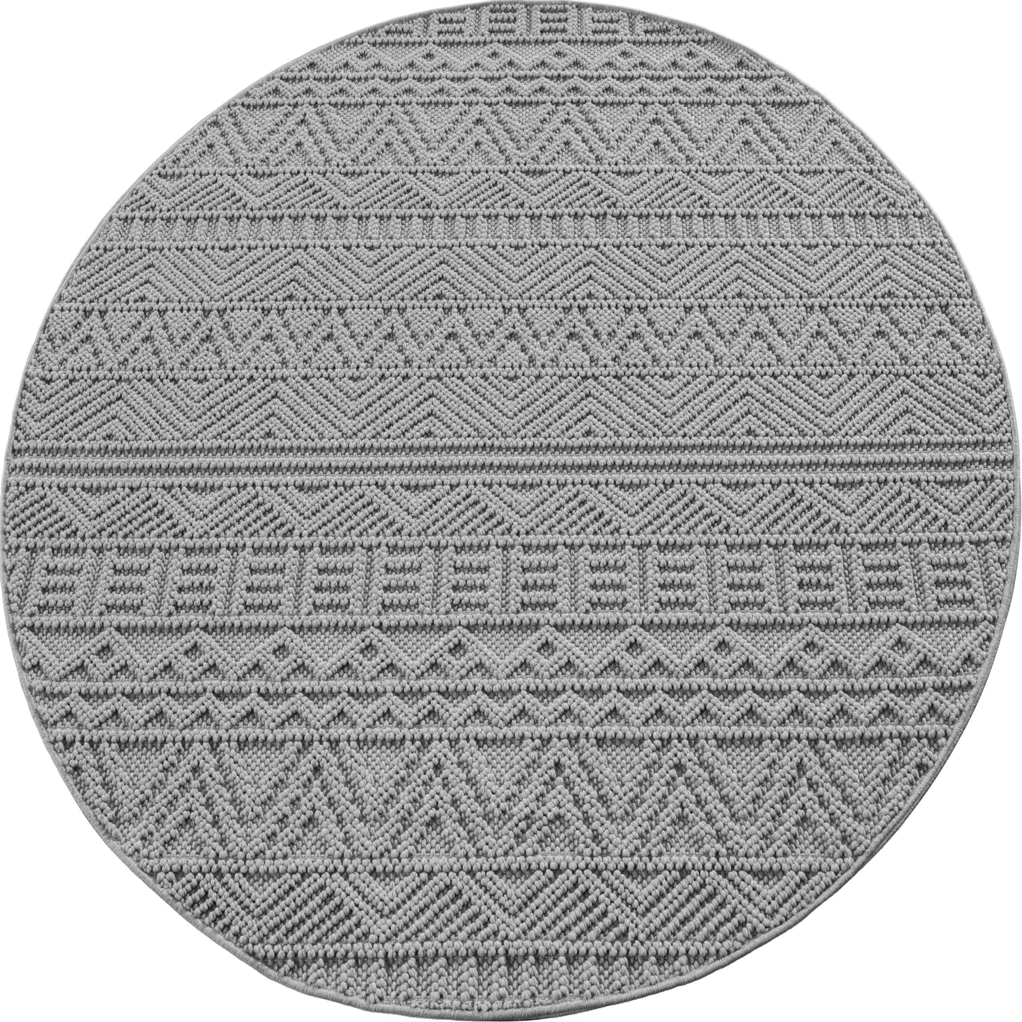 HELIX - Tapis moderne rond effet laine bouclé à motif berbère en relief gris