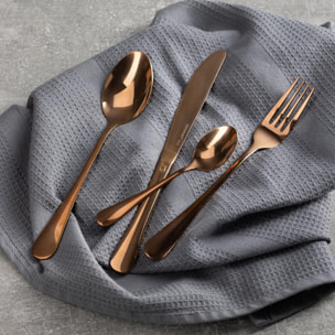 Juego de 16 Pzs de cubertería en acero inoxidable (4 Cucharas + 4 Tenedores + 4 Cuchillos + 4 Cucharillas) color Cobre