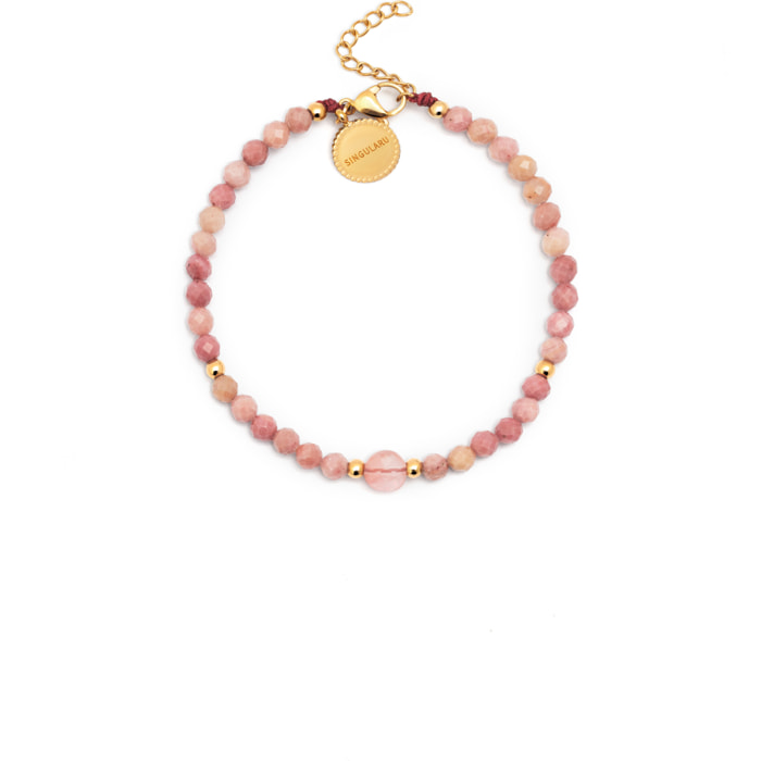 Pulsera Amulet Rodocrosita Acero Baño Oro