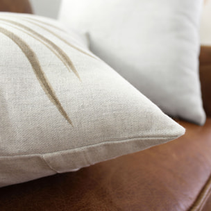 Coussin carré motif nature - Ecru